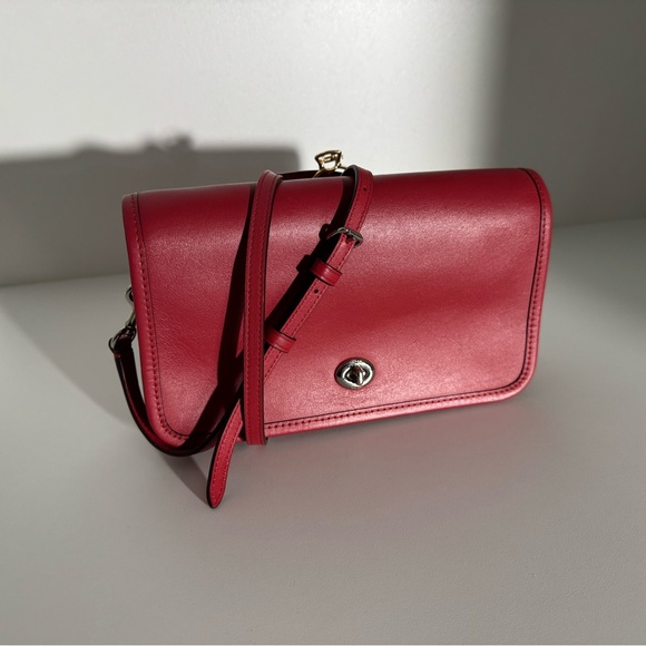 COACH Red Penny Smooth Glove Calf Leather Shoulder Crossbody Bag - Picture 11 of 14